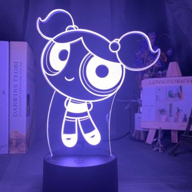 Imagem de Luz noturna 3D LED Powerpuff Girls Bubbles que muda de cor