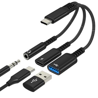 Imagem de Adaptador de áudio USB C para fone de ouvido auxiliar de 3,5 mm (3 em 1) para iPhone 17 16 15 Pro Max Jack Splitter cabo tipo C para Apple Cord Charger Dongle OTG carregamento duplo para iPad plugue