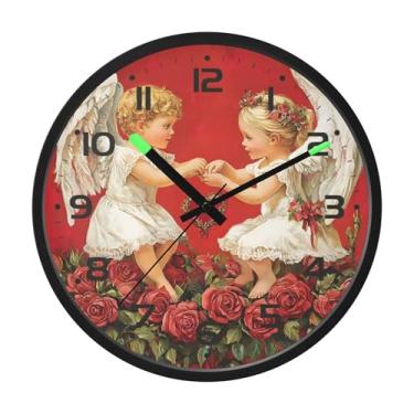 Imagem de SEHANY Lindo relógio de parede anjo silencioso sem tique-taque relógio redondo operado por bateria 30 cm controle de som luz noturna relógios de parede para sala de estar, cozinha, quarto, escritório