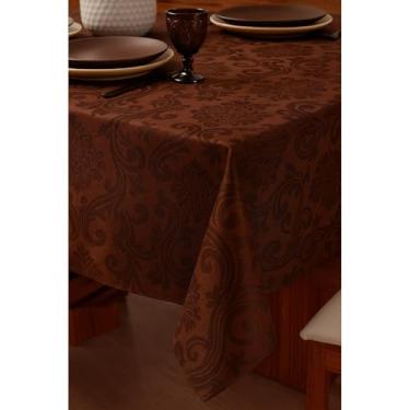 Imagem de Toalha de Mesa Jacquard Retangular 4/6/8 Lugares – Elegante, Durável e Sofisticada para Ocasiões Especiais(Marrom,6 Lugar 2,20x1,40)