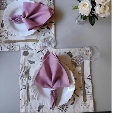 Imagem de Jogo Americano 6 Peças Mesa Posta Café da Manhã Jantar Guardanapo Porta-Guardanapo Elegante (JA001)