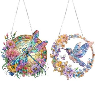 Imagem de AIBOERL Kit de pendurar arte de diamante para adultos, strass de formato especial, dupla face, 5D, faça você mesmo, pintura de arte de diamante acrílico, pingentes de janela, kits de pendurar na