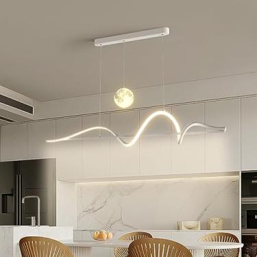 Imagem de Luminária pendente LED moderna para sala de jantar, com intensidade regulável, luminária pendente preta para mesa de jantar, lustre suspenso para cozinha e escritório, luminária de teto (bra