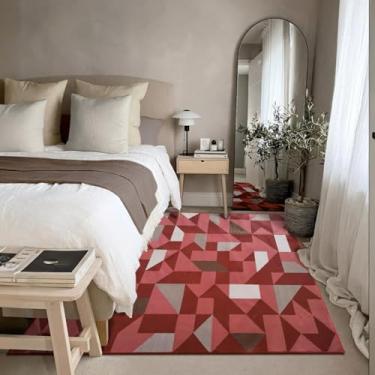 Imagem de 1 Tapete Quarto Beira Cama Antiderrapant 200X250 Js Do Zi Vr (M10 Vermelho - Geométrico Moderno)