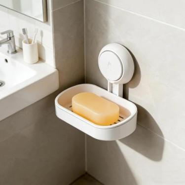 Imagem de 1 peça de saboneteira de banheiro, ventosa de sucção, suporte adequado para montagem na parede da banheira, rack de armazenamento de chuveiro removível