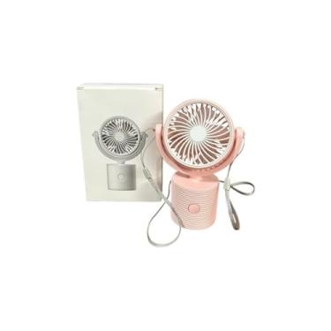 Imagem de Ventilador Portátil de Mesa, Mão ou Pescoço 180° Recarregável USB, Mini Ventilador Silencioso com Alça, Bateria 4000mAh para Escritório, Viagem e Uso Diário(ROSA)