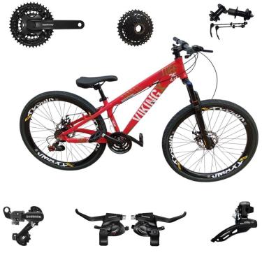 Imagem de Bicicleta 26 VikingX T25 24v Cubo Catraca K7 e Componentes Shimanos Pneu Aro 26 Balão Preto-Unissex