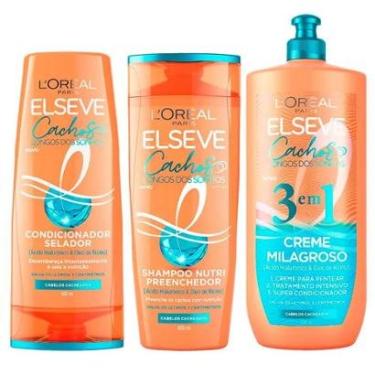 Imagem de Elseve Cachos Longos dos Sonhos Kit - Shampoo + Condicionador + Creme 3 em 1 Kit-Unissex