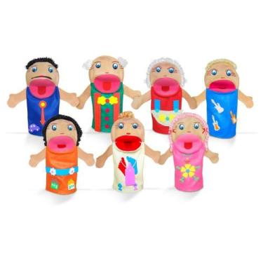 Imagem de Fantoche Família Branca com 7 Peças - 28CM - TK Shopping