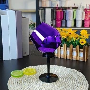 Imagem de Taça de Vinho 2 em 1 Gradiente 420ml – Inox 304 Portátil Copo Alto, Ideal para Praia, Piqueniques e Festas ao Ar Livre (Roxo)