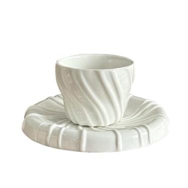 Imagem de Xícara de café de cerâmica francesa de 250 ml - 8 onças para escritório com personalidade floral - branco puro