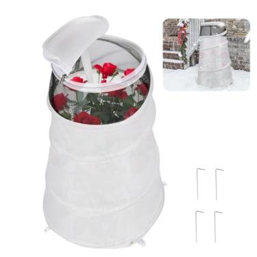 Imagem de 53 cm x 33 cm x 23 cm cones de rosa pop-up para proteção de inverno, barraca redonda de proteção contra congelamento de plantas de jardim, capa protetora de plantas quente dobrável com cobertura de