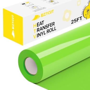 Imagem de Vinil de transferência de calor HTV verde - Eizycut 30,5 cm x 25FT fácil de cortar e remover ervas daninhas em rolo de vinil verde para camisetas, tecidos e projetos DIY, HTV durável compatível com