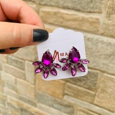 Imagem de Brinco Jack Banho Prata com ROXO - Mania de Mulher Fabricação Própria 