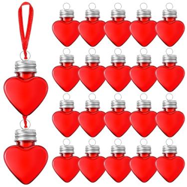 Imagem de Potchen 20 peças de bolas de bebida em forma de coração para o dia dos namorados, enfeite de plástico, enchimento, bulbos de garrafa de água com cordão para decoração de festa (vermelho)