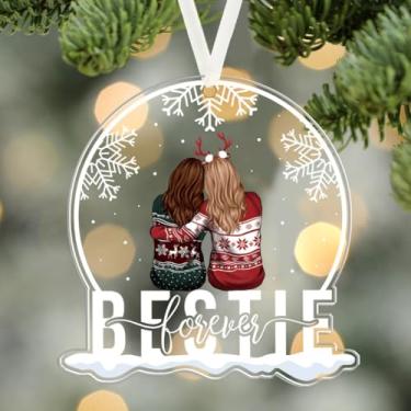 Imagem de Ornamentos decorativos de acrílico para pendurar para melhor amigo, árvore de Natal, presentes de amizade para amiga, irmã