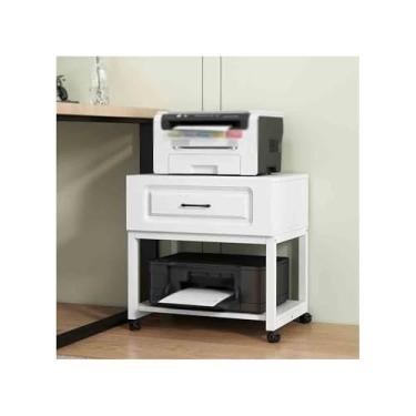 Imagem de KEG801302 Rack de impressora de mesa de escritório móvel para mesa de escritório, copiadora, colocação de chão, multifuncional, mesa de impressora de armazenamento com rodas (branca)