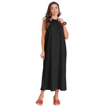 Imagem de Vestido Feminino Midi Dianna Preto, M, Preto