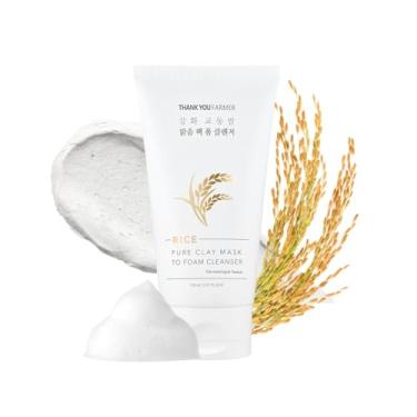 Imagem de THANKYOU FARMER Máscara De Argila Coreana 2 Em 1 Rice Pure Para Limpeza Com Espuma, 140 Ml, Remove O Excesso Oleosidade, Células Mortas Da Pele, Pele Macia, Purifica Os Poros, Sabonete Facial Testad