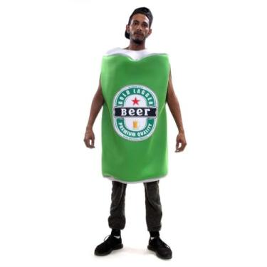 Imagem de Fantasia Cerveja Carnaval Adulta Roupa Lata Verde para Festas