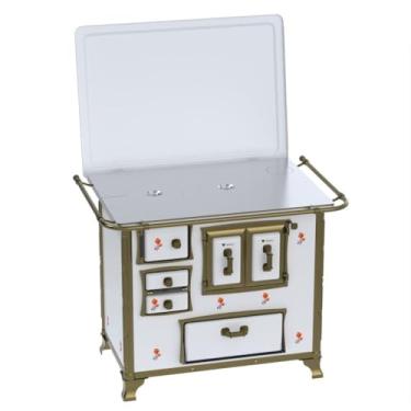 Imagem de Fogão a Lenha N 2 Renaissance Chapa de Aluminio Branco Flor Saida Direita