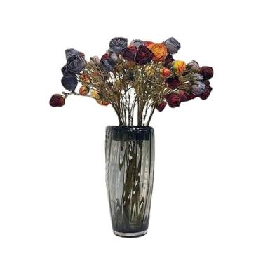 Imagem de Vaso de flores de vidro transparente moderno vaso de arranjo de flores para sala de estar armário de TV decoração de mesa simples vasos de flores