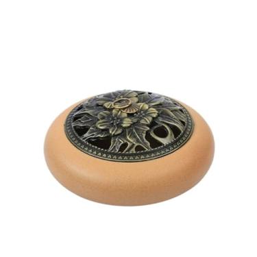 Imagem de Queimador de incenso de cerâmica clássico criativo vintage com tampa para decoração de incenso/cone/bobina/palitos (amarelo)