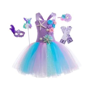 Imagem de Vestido De Tutu De Sereia Com Apliques De Estrela Do Mar Coral, Vestid