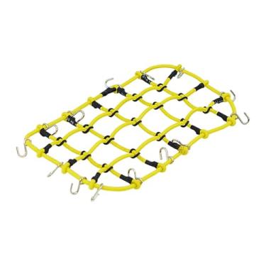 Imagem de Fenteer Rede de bagagem decorativa para carro RC, bagageiro de teto, malha elástica de alta simulação para escala 1/12, Amarelo