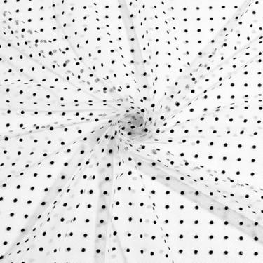 Imagem de PH PandaHall Tecido de tule de bolinhas de 2 metros Tecido de malha preta com manchas 154 cm de largura Tecidos de renda para noiva tecidos de malha transparente para costura de vestido de fantasia de