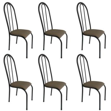 Imagem de Kit 6 Cadeira Sala Jantar Aço Tubolar Cozinha Corino Junco Bege