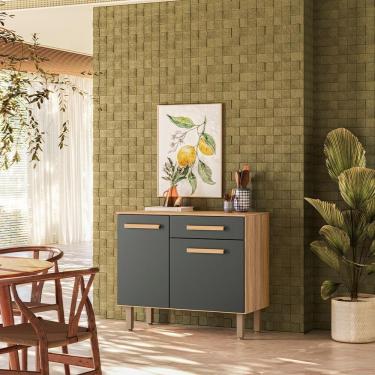 Imagem de Balcão Para Cozinha 90cm Lemon Carvalho/ Nicioli Carvalho/