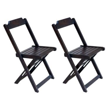 Imagem de Conjunto De Mesa Dobravel Com 2 Cadeiras De Madeira 70X70 Ideal Para Bar E Restaurante - Tabaco