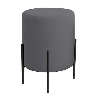 Imagem de Puff Orgânico Boucle Thor Com Pés De Ferro Preto Cinza Escuro