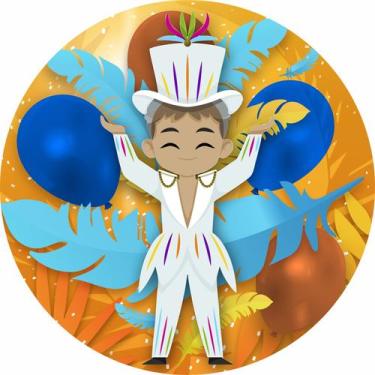 Imagem de Painel de Lona Redondo Sambista com Cartola - Fabrika De Festa, 180x18