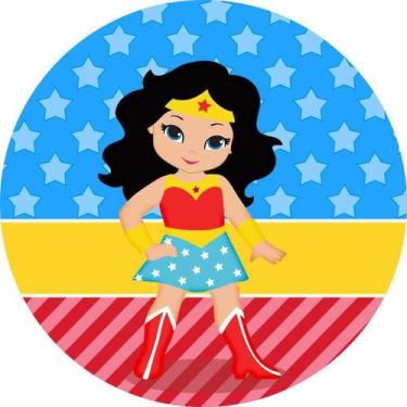 Imagem de Painel de Lona Redondo Menina Maravilha - Fabrika De festa, 130x130cm