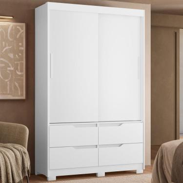 Imagem de Guarda-roupa Infantil 2 Portas de Correr e 4 Gavetas Sole Branco / Freijó