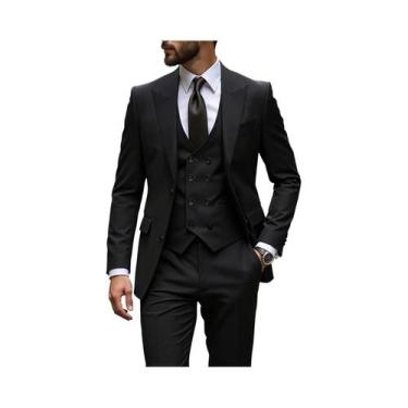 Imagem de Terno Slim Fit De 3 Peças Para Casamento Masculino: Jaqueta, Colete E 