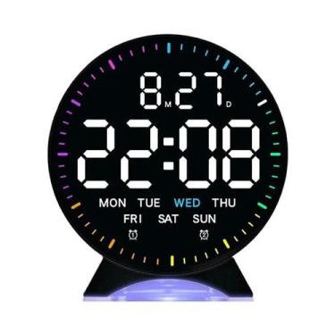 Imagem de Despertador Digital LED Com Alarme Duplo, Exibição De Data E Semana, L