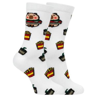 Imagem de Meias Divertidas Desenho Estampada Maluca Adulto Infantil - Flat Socks