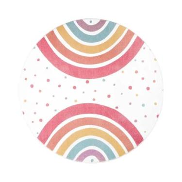 Imagem de Tapete Redondo Colorido Antiderrapante Para Quarto Infantil, Lavável, 