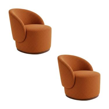 Imagem de Kit 2 Poltronas Decorativa Premium Orgânica para Recepção e Clinicas em Bouclê Italiano Terracota