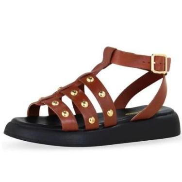 Imagem de Sandália  Feminina Flatform Gladiadora Casual Couro Bottero-Feminino