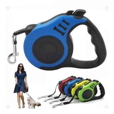 Imagem de Coleira Guia Retrátil Cachorro Passeio Pets 3 Metros