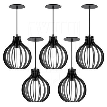 Imagem de Pendente Luminária Bali e27 Bancada Moderno 5 Unidades - Madelumi, Pre