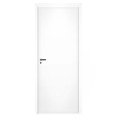 Imagem de Kit Porta de Madeira Reversível 210x60cm Batente 14x6cm Pinhal Branco Laca UV Lisa