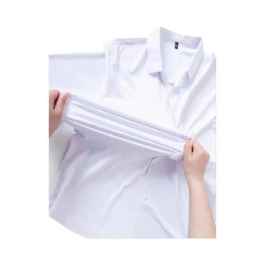 Imagem de Camisa Masculina De Manga Longa Lisa, Alta Elasticidade, Sem Amassar, 
