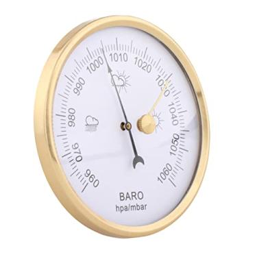 Imagem de FAKEME Barômetro analógico do mostrador de liga barômetro medidor de barômetro fixado na parede precisão da estação meteorológica barômetro mecânico para casa, área externa, sala de estar