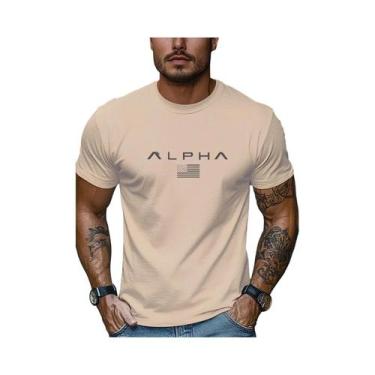 Imagem de Camiseta Masculina De Verão Em Algodão Casual Solta De Gola Redonda Ma