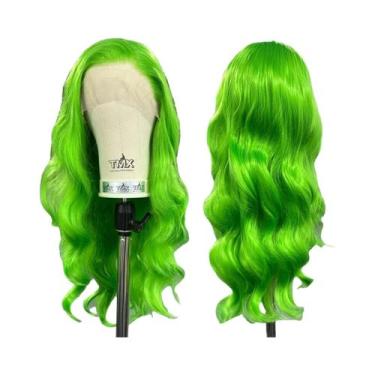 Imagem de Peruca Sintética Longa Ondulada Loiro Platina Com Divisão Livre, Ondas